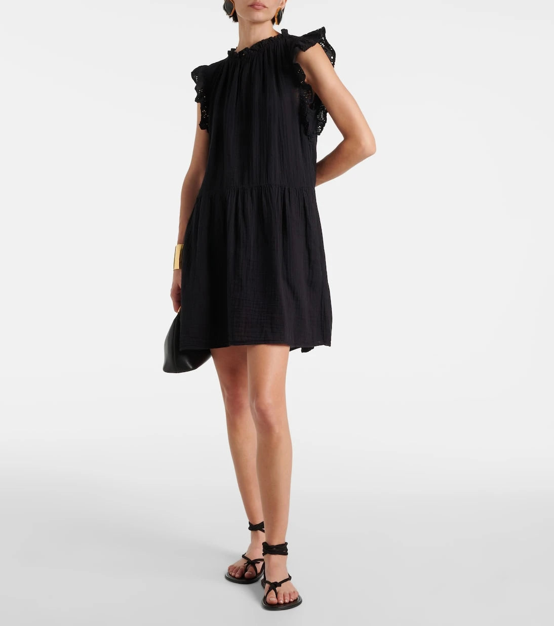 Velvet - Grace lace-trimmed cotton minidress