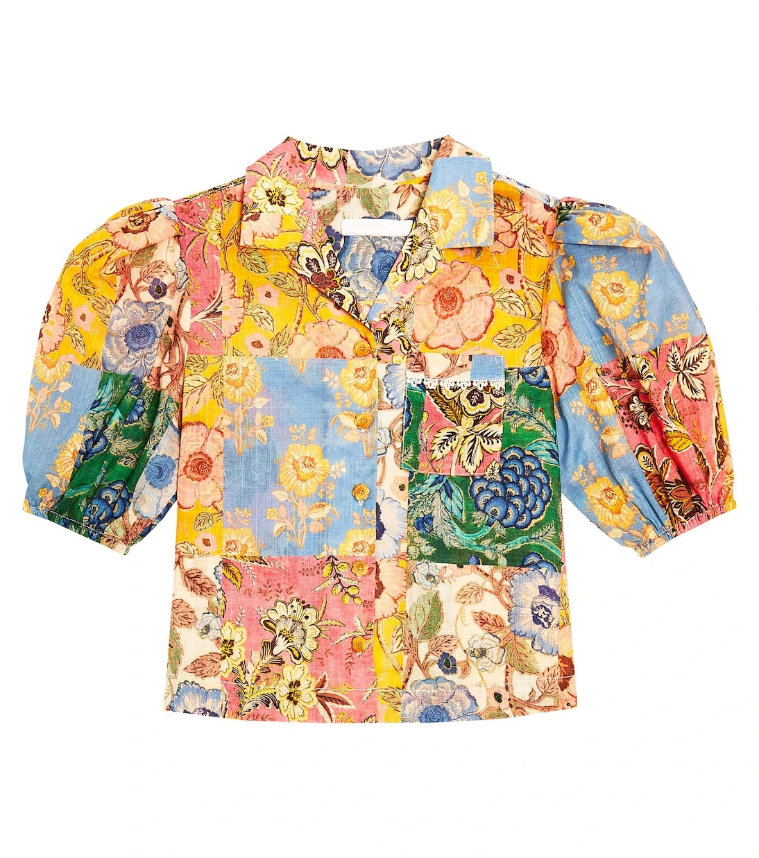 Zimmermann Kids - Junie patchwork puff-sleeve shirt