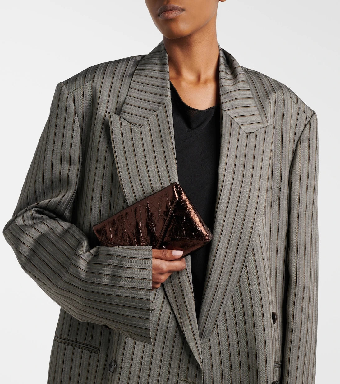 Dries Van Noten - Small metallic leather clutch