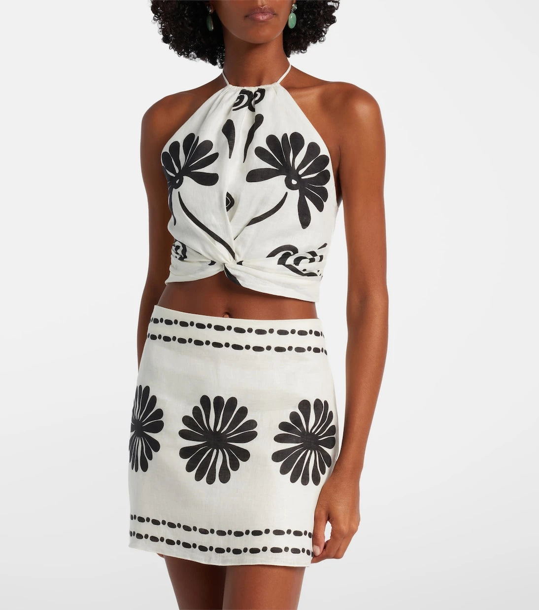 Cala de la Cruz - Lodi floral halterneck linen top