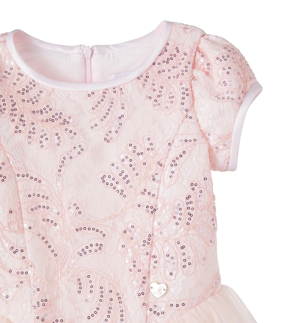 Monnalisa - Sequined lace-trimmed tulle dress