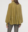 Green Silk-Blend Velvet Torch Blouse