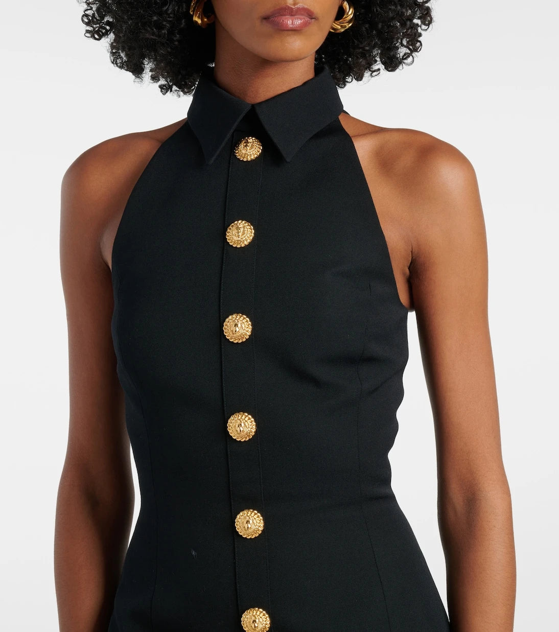 Balmain - Halterneck wool grain de poudre minidress