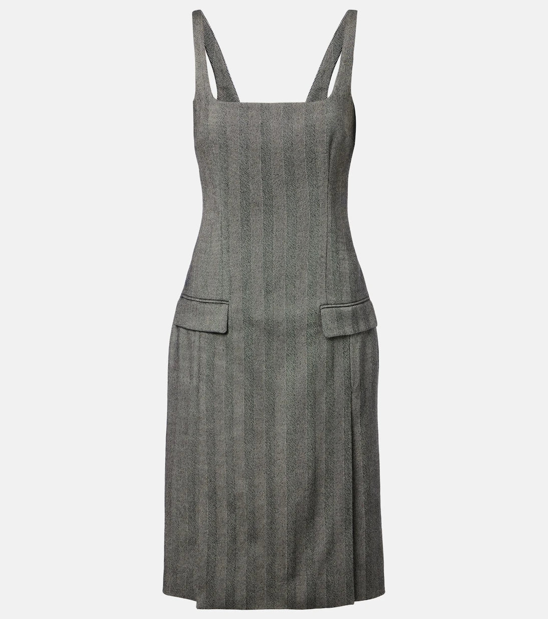 فراغامو - فستان ميدي شيفرون من مزيج الصوف