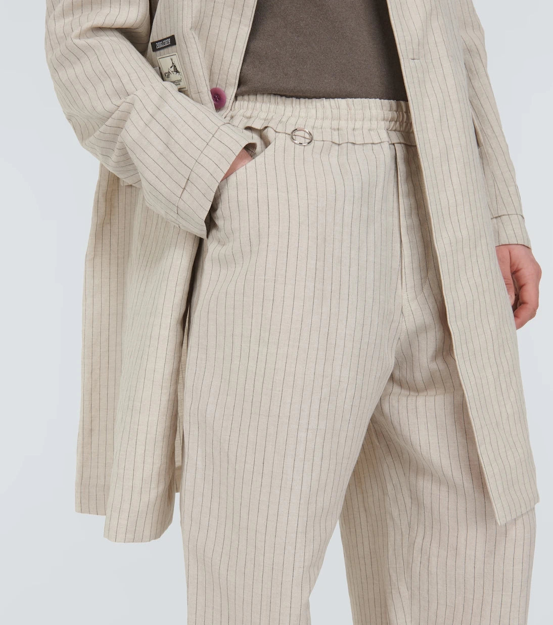 Undercover - Pinstripe wool and linen wide-leg pants