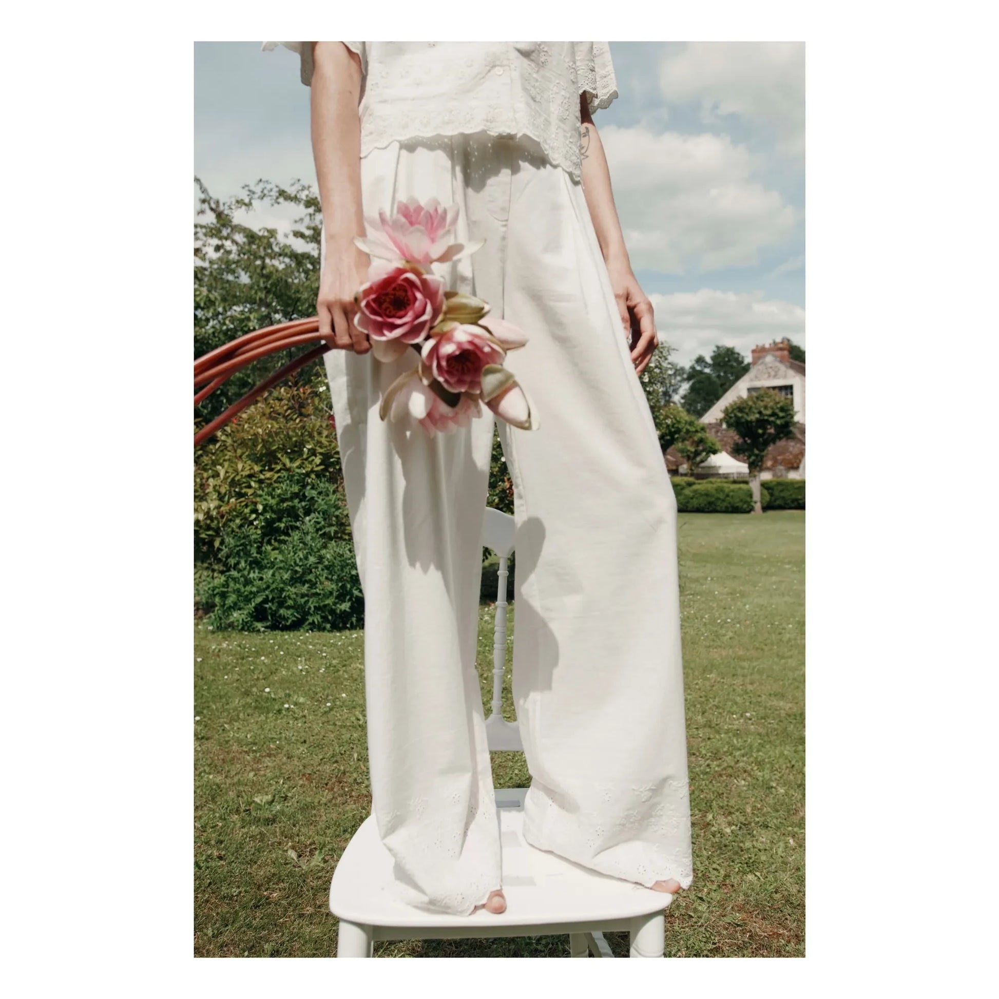 Emile et Ida - Bohemian Embroidered Pants | White
