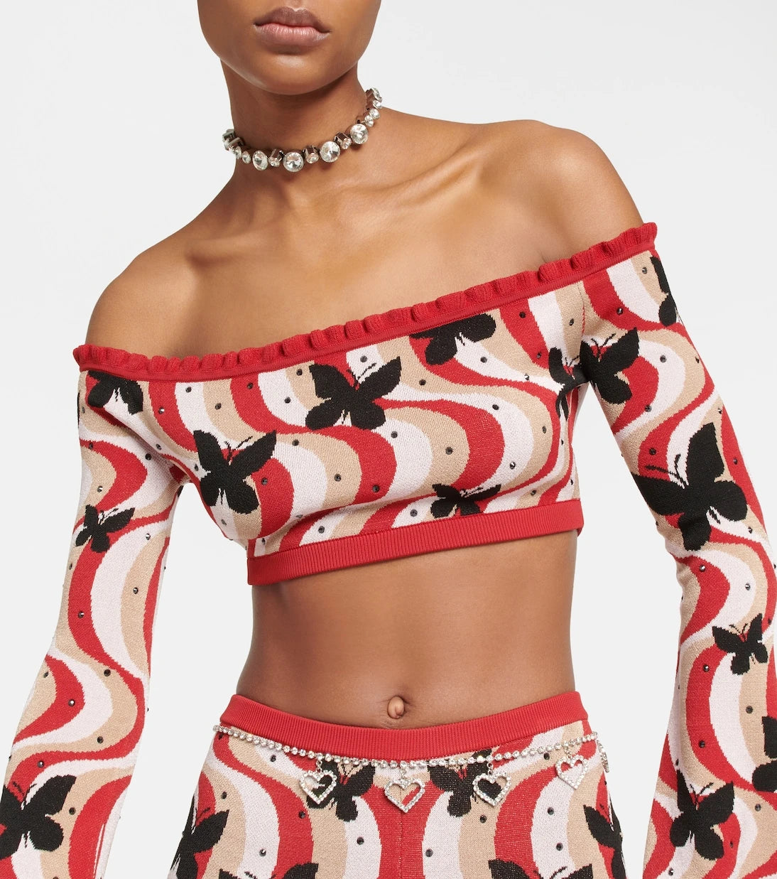 Alessandra Rich - Printed bandeau cropped top