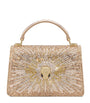 Gold Mini Crystal-Embellished Suede Serpenti Forever Top-Handle Bag
