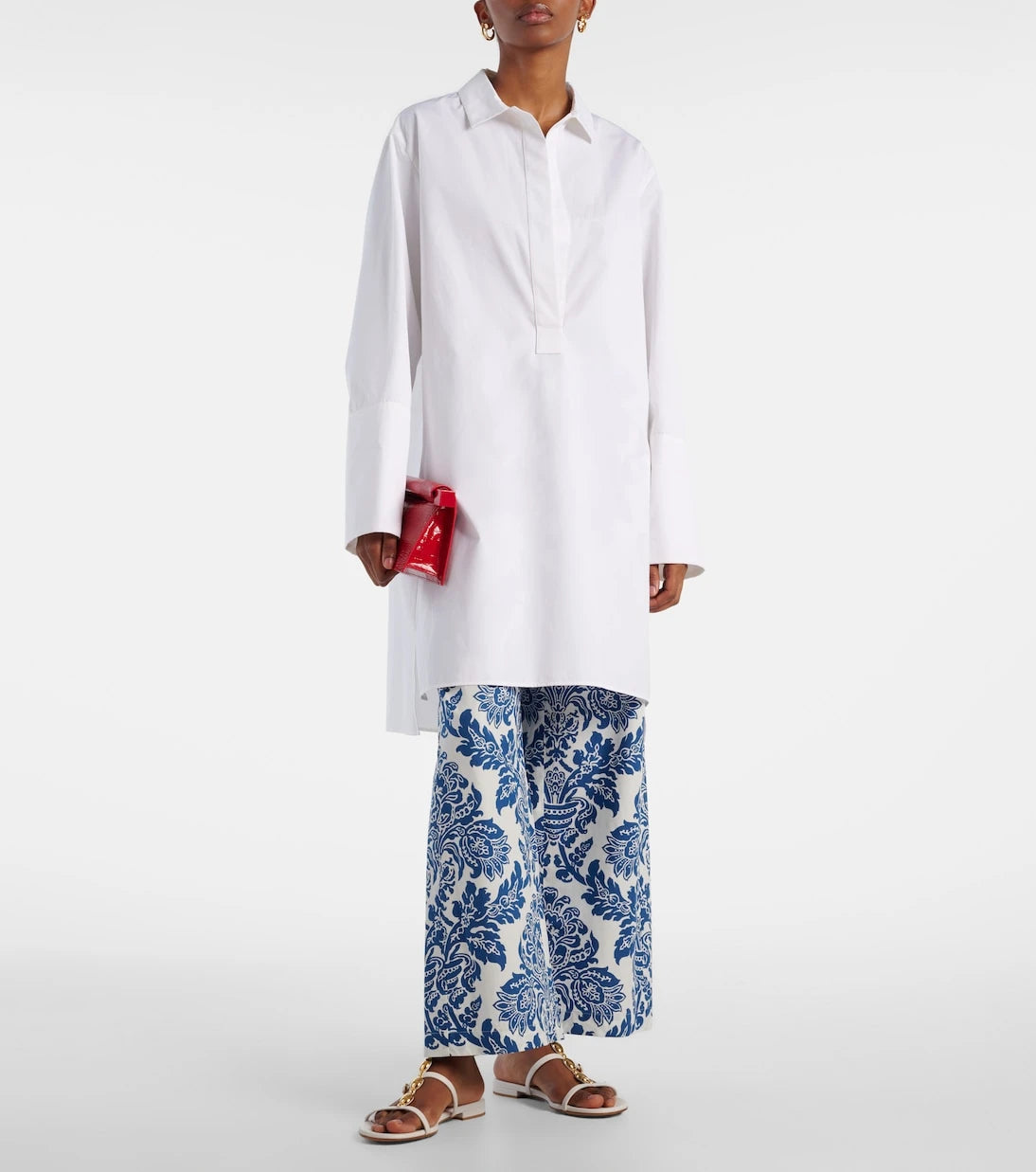 'S Max Mara - بنطلون ميرانو قطني واسع الساقين