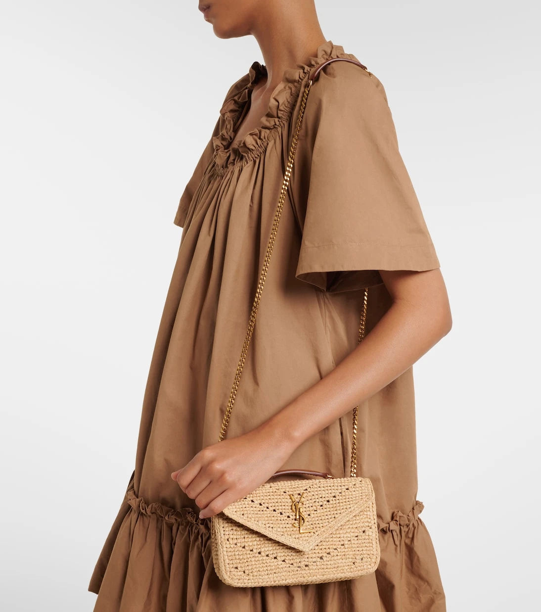 Saint Laurent - Loulou Mini raffia shoulder bag