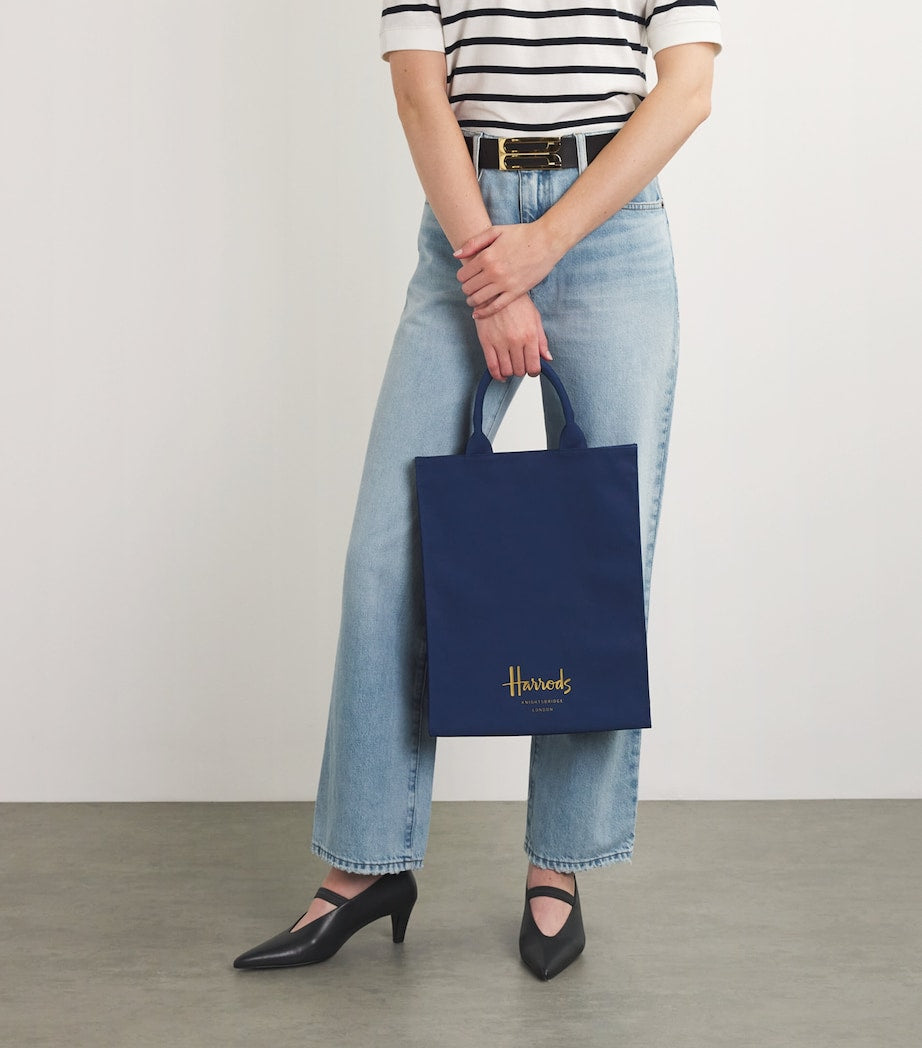 Navy Medium Cotton Logo Tote Bag