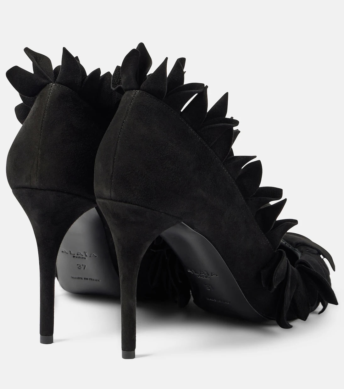 Alaïa - Petal ruffled suede pumps