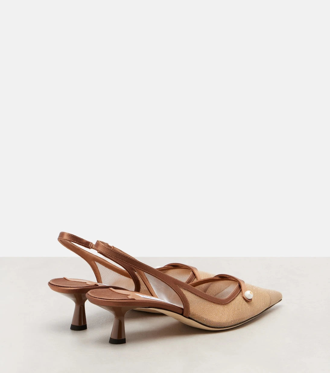Jimmy Choo - Amita 45 leather-trimmed slingback pumps