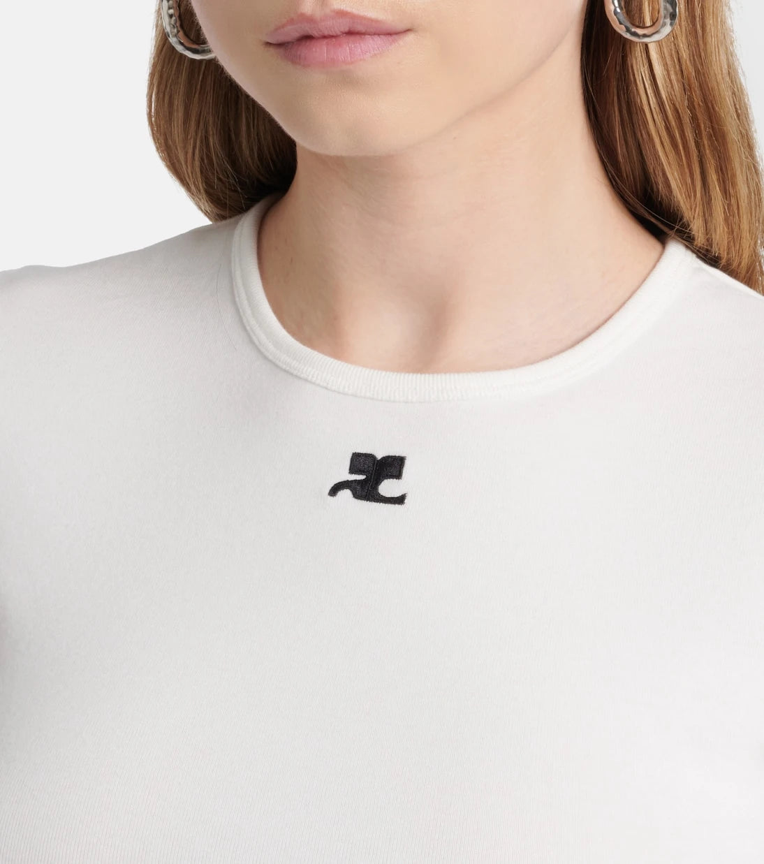 Courrèges - Logo cutout tie-back cotton crop top