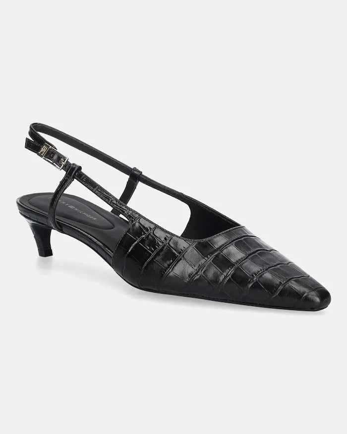 Tommy Hilfiger CROC SLINGBACK SLANTED HEEL İnce Topuklu Deri Ayakkabı