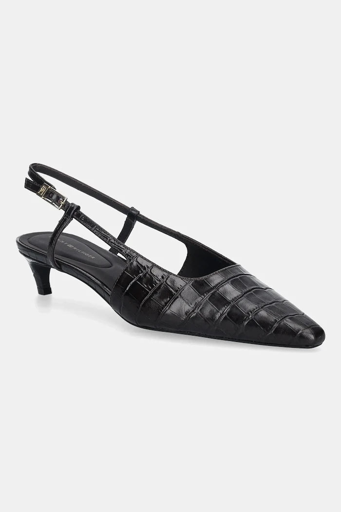 Tommy Hilfiger CROC SLINGBACK SLANTED HEEL İnce Topuklu Deri Ayakkabı