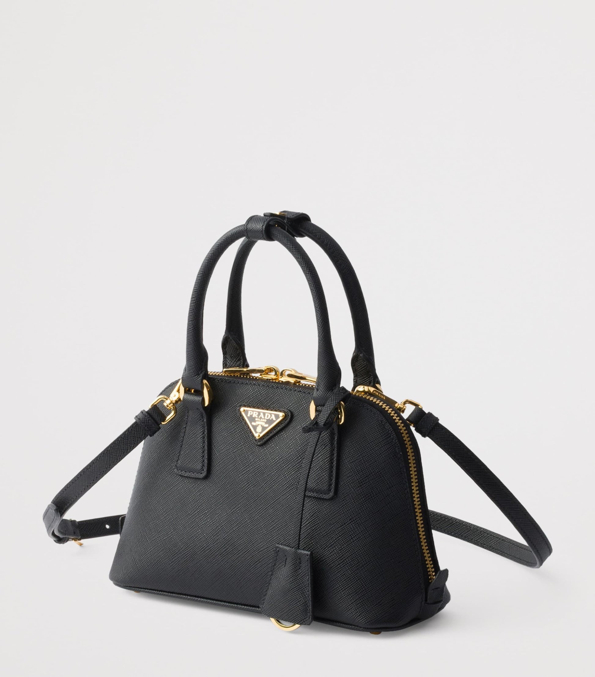 Prada Black Mini Leather Promenade Top-Handle Bag