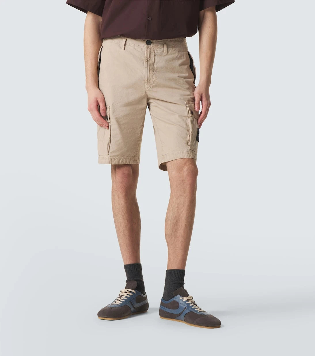 Stone Island - Compass cotton canvas shorts