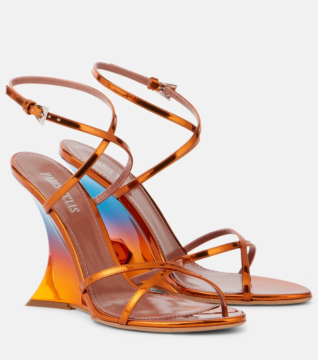 Paris Texas - Nina 105 mirrored leather wedge sandals