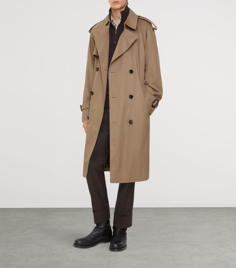 Burberry Brown Long Gabardine Chestwood Trench Coat