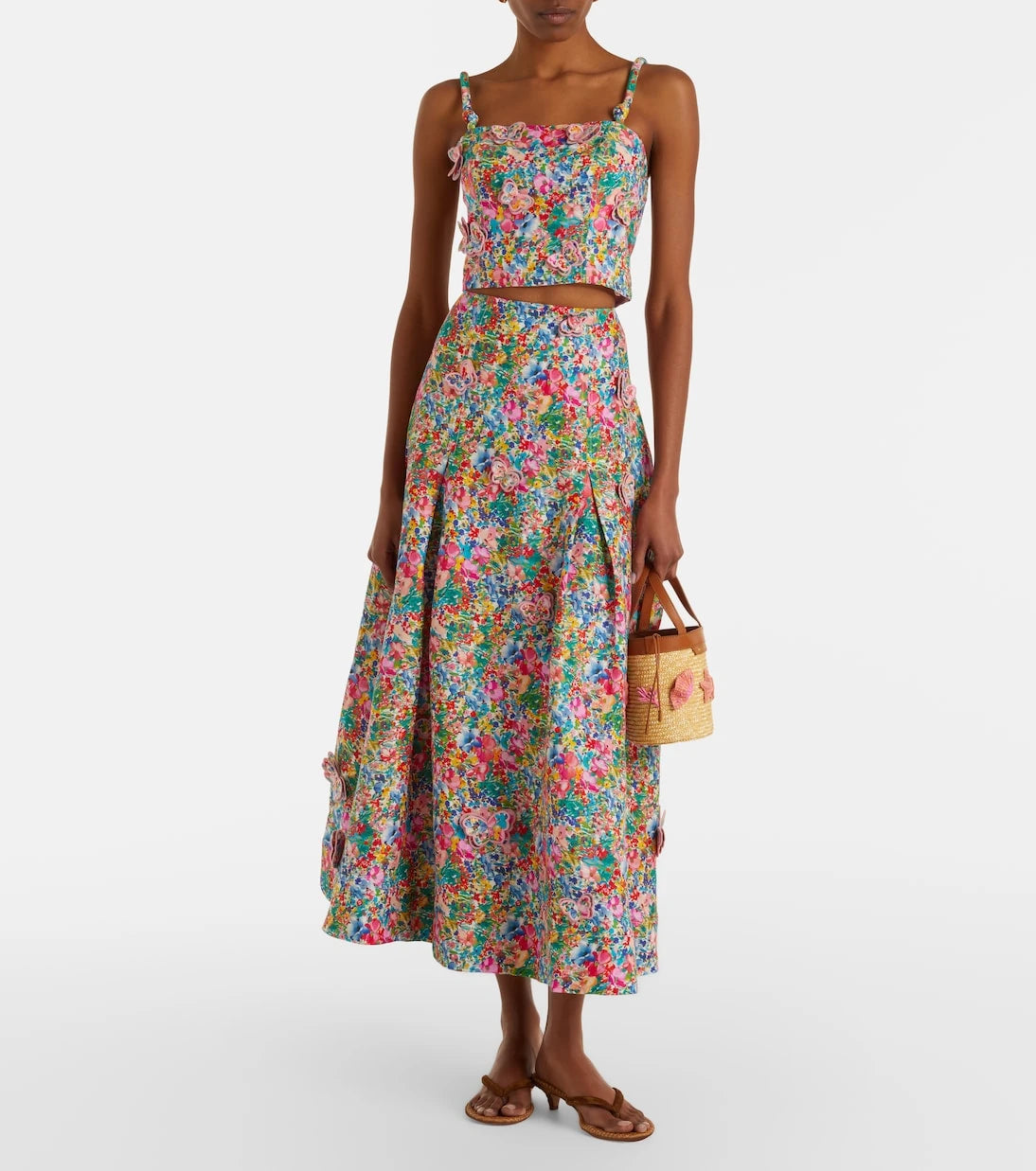 Farm Rio - Appliqué floral linen top