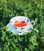 Wild Strawberry Inky Blue Teacup and Saucer