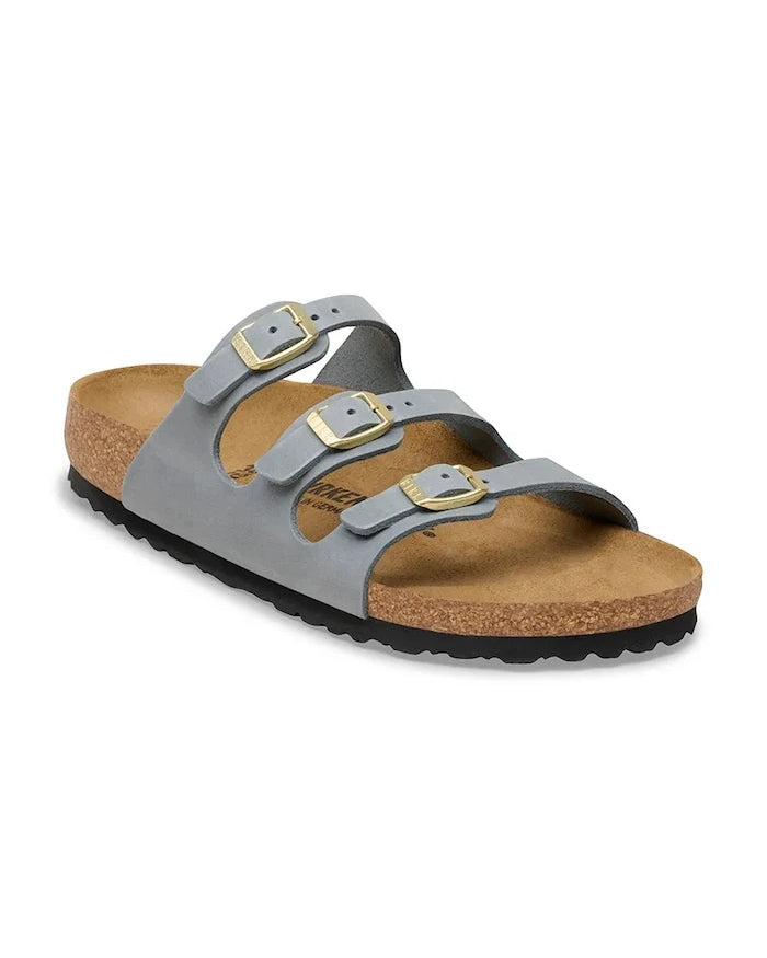 Birkenstock kadın düz tabanlı deri terlik Florida