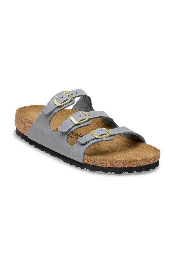 Birkenstock kadın düz tabanlı deri terlik Florida