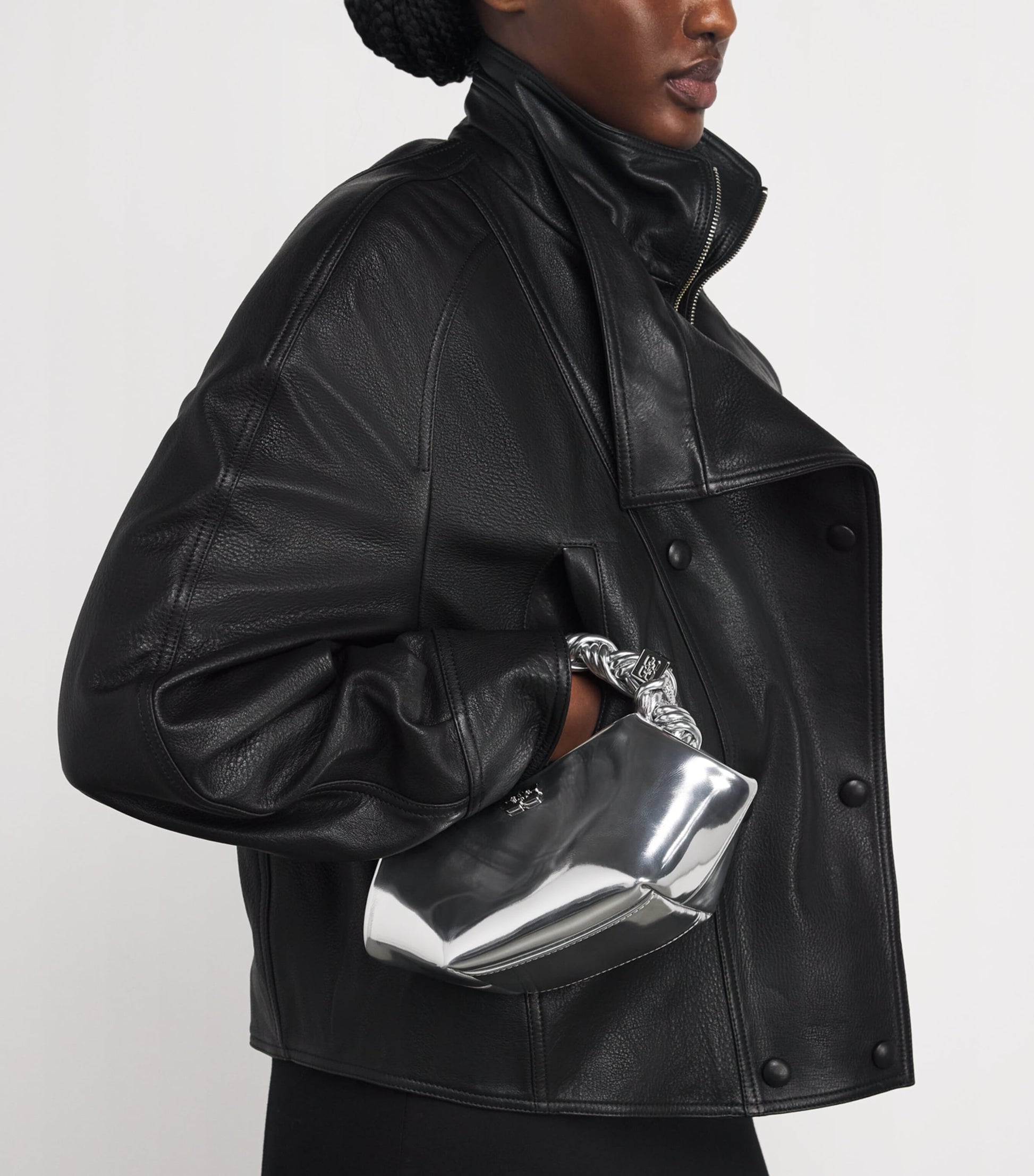 GANNI Silver Mini Bou Top-Handle Bag