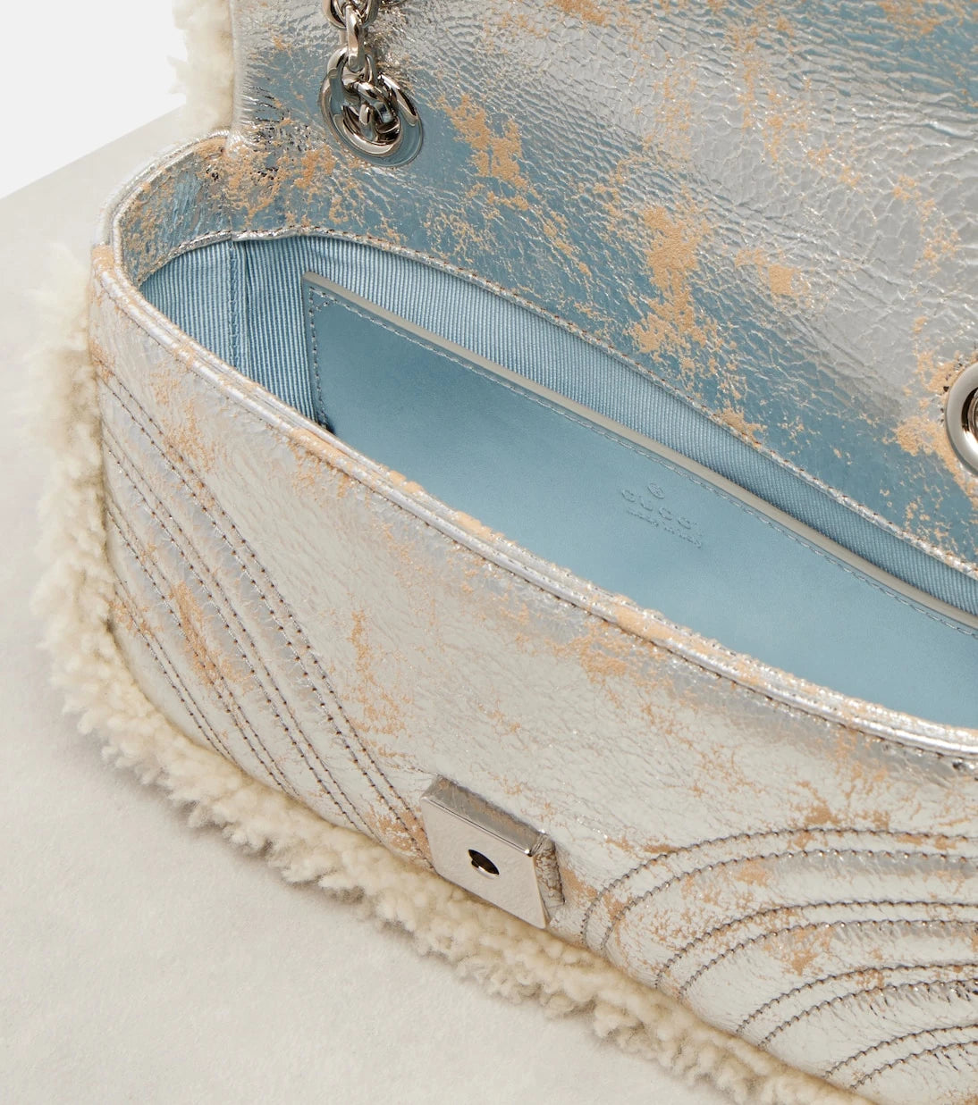 Gucci - GG Marmont Medium metallic leather shoulder bag
