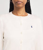 Ivory Cotton-Blend Polo Pony Cardigan