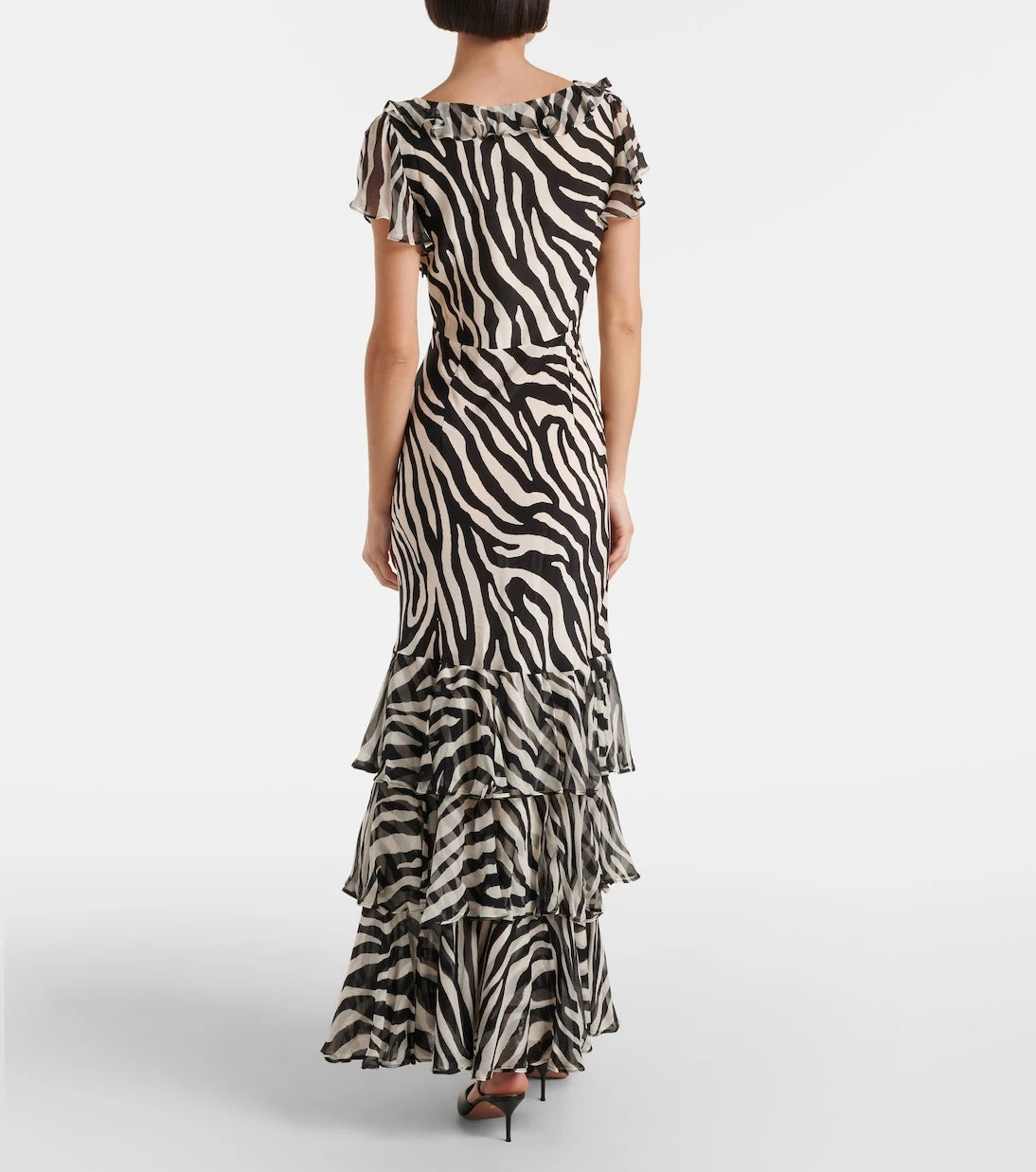 Rixo - Amelle zebra-print ruffled silk maxi dress