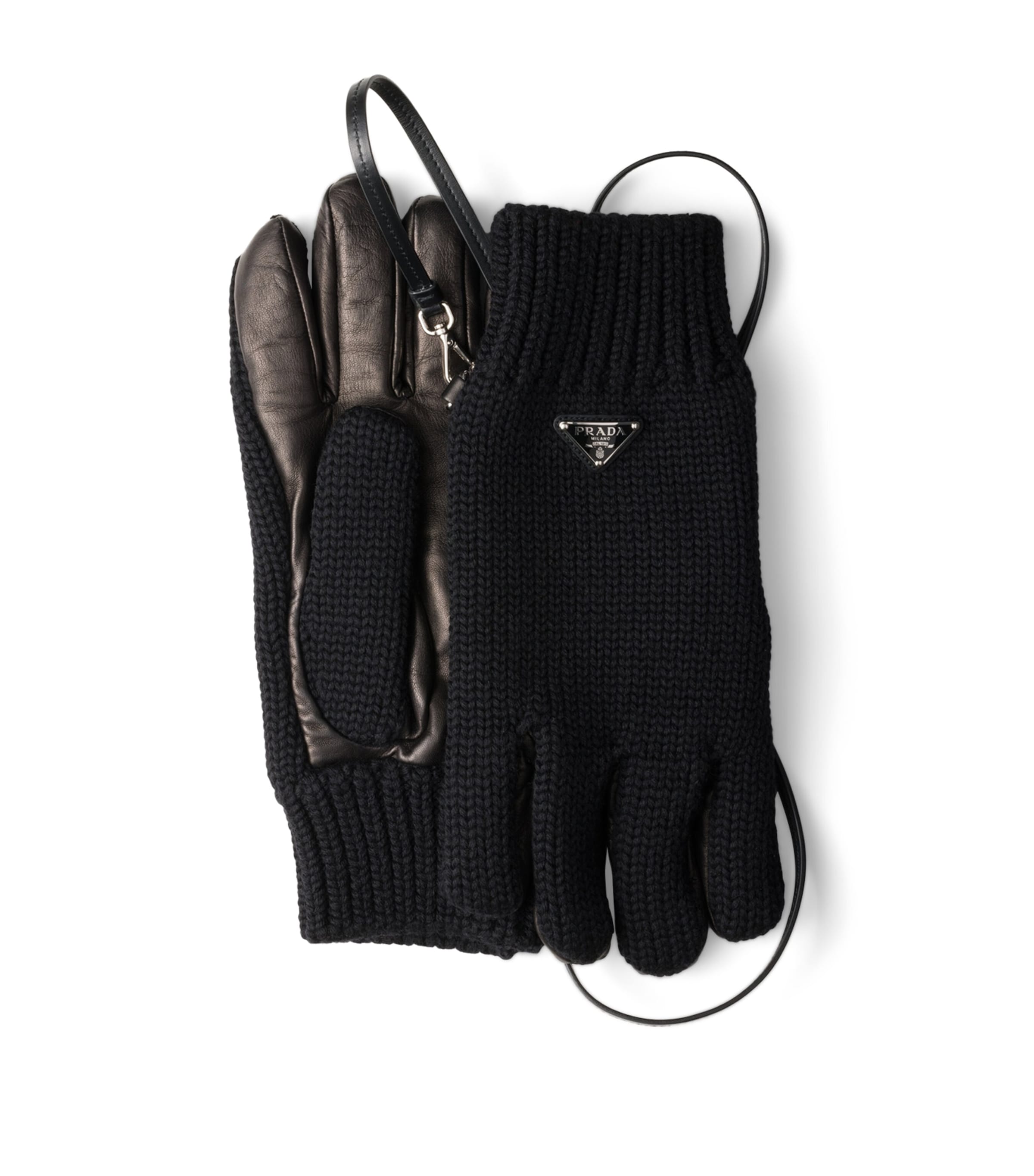 Virgin Wool Nappa Leather-Trimmed Gloves