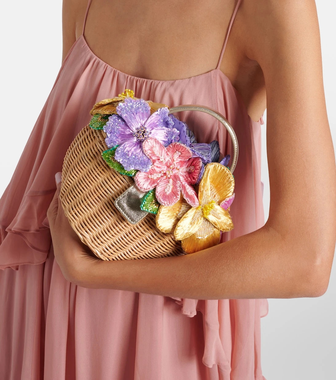 Judith Leiber Couture - Dorothy floral-appliqué wicker top-handle bag