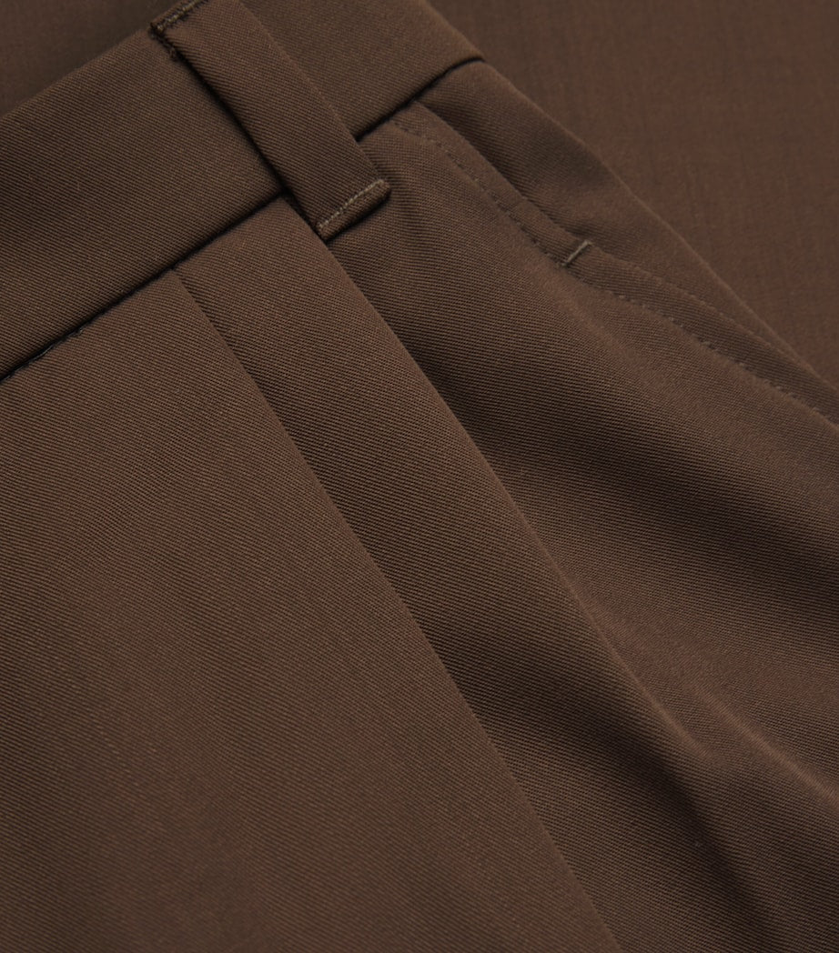 Wool Straight-Leg Trousers DARK BROWN