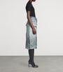 Balenciaga Navy Ripped Off Denim Midi Skirt
