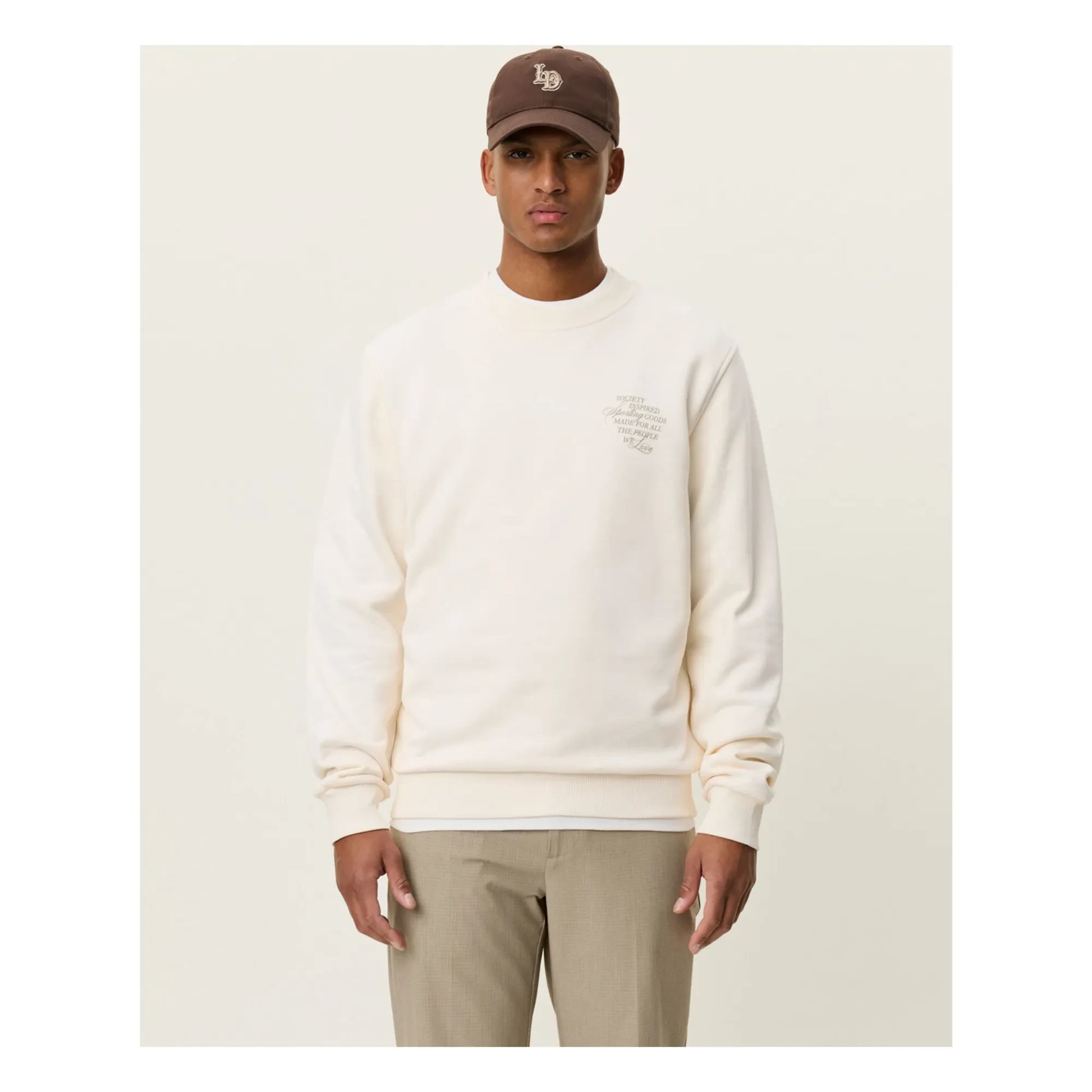 Les Deux - Ben Faience Cotton Crew Neck Sweat Top | Cream