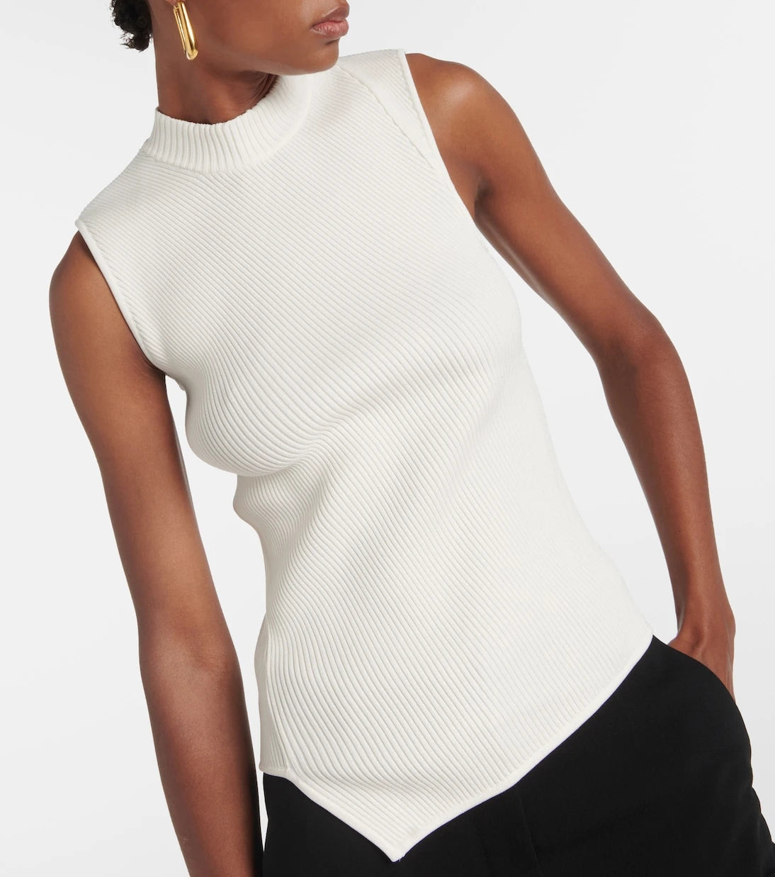 Toteme - Ribbed-knit asymmetric top