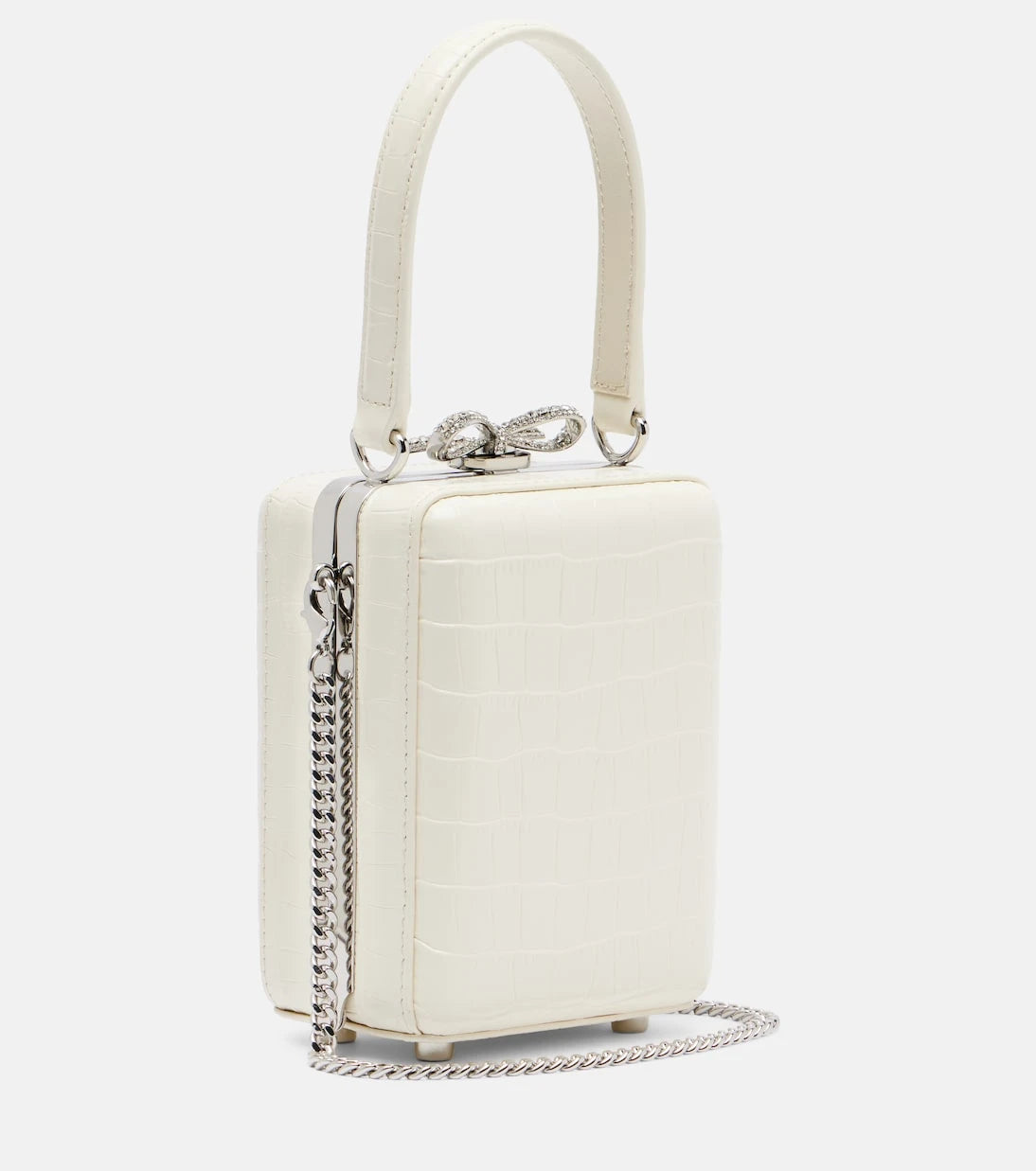 Self-Portrait - Micro croc-effect embellished leather tote bag