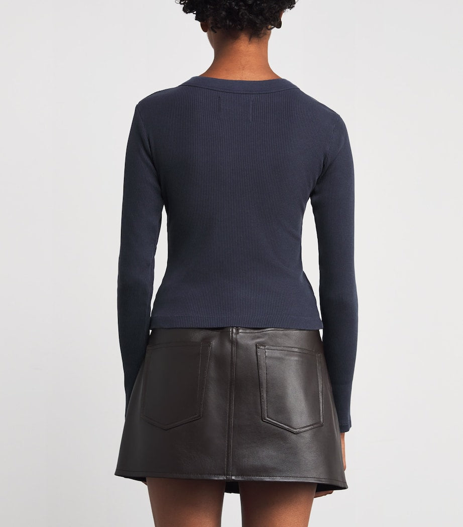 Cotton-Blend Varra Henley Top MINERAL NAVY