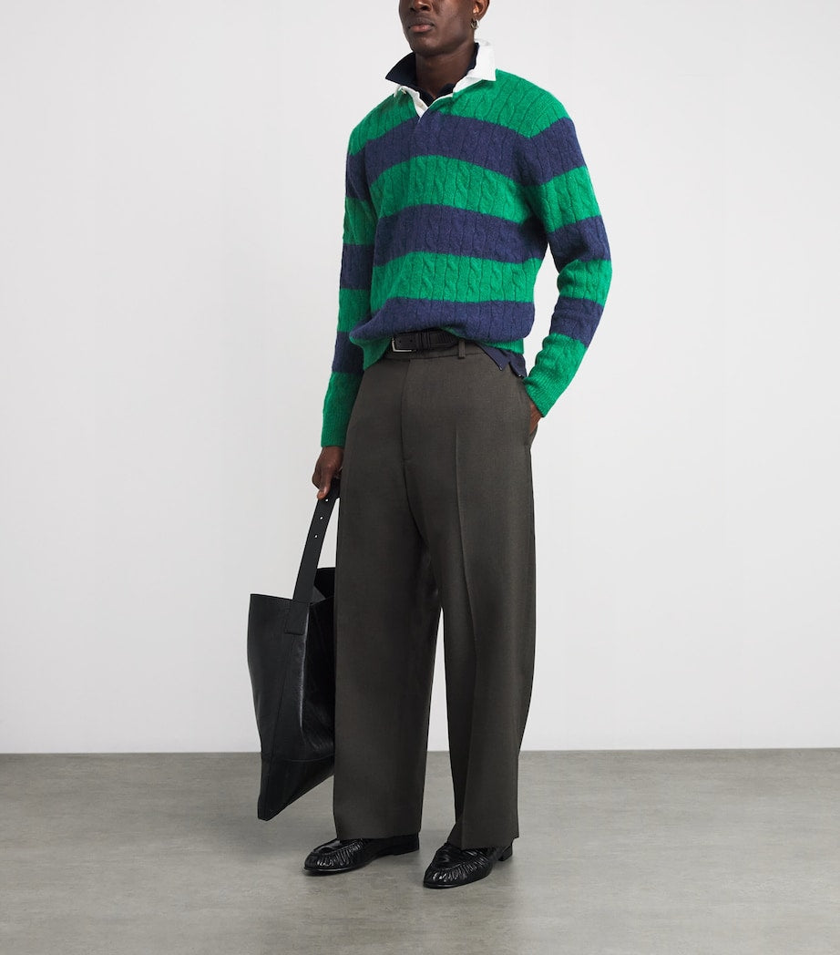 Polo Ralph Lauren Multi Wool-Blend Stripe Cable-Knit Rugby Sweater