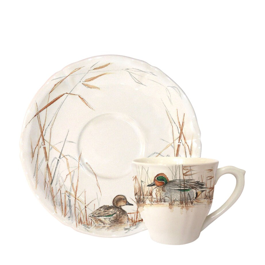 Set of 2 Sologne Teacups and Saucers