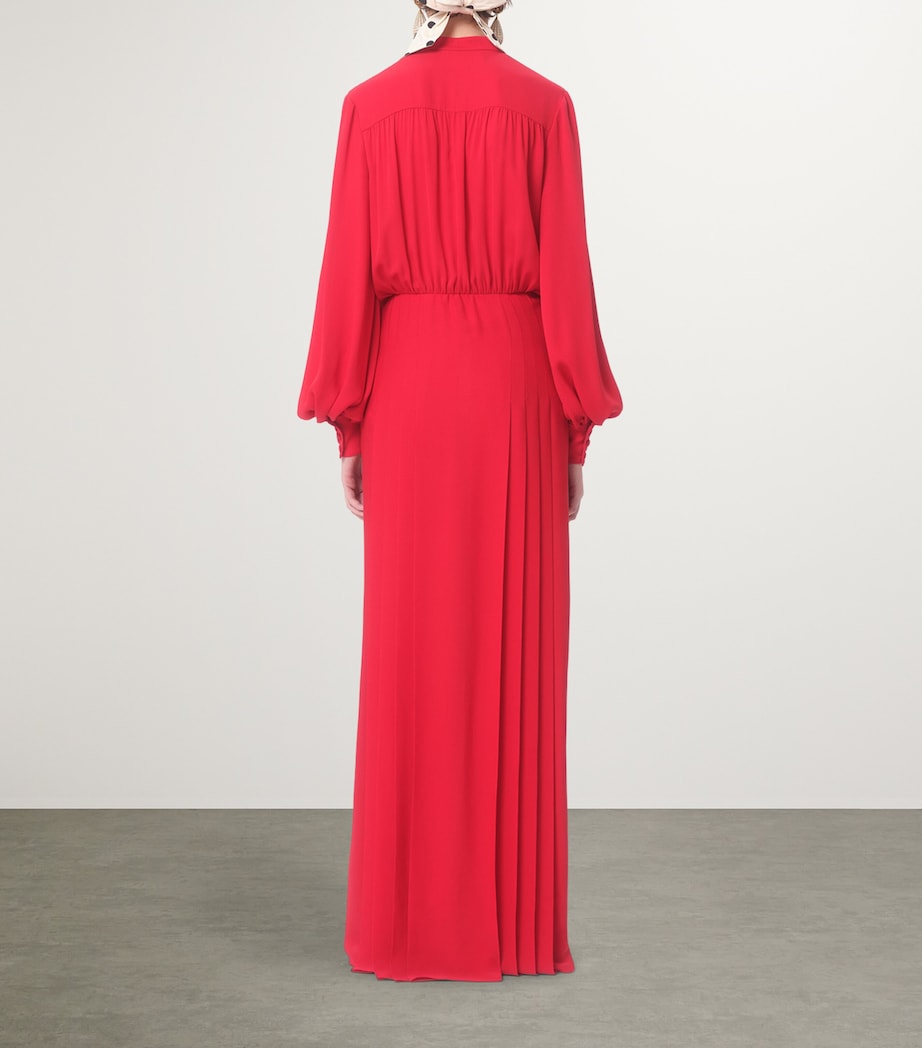 Valentino Red Silk Maxi Shirt Dress