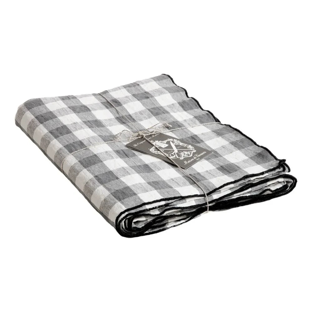 Maison de Vacances - Slate Vichy Bourdon Rectangle Tablecloth | Vichy Ardoise