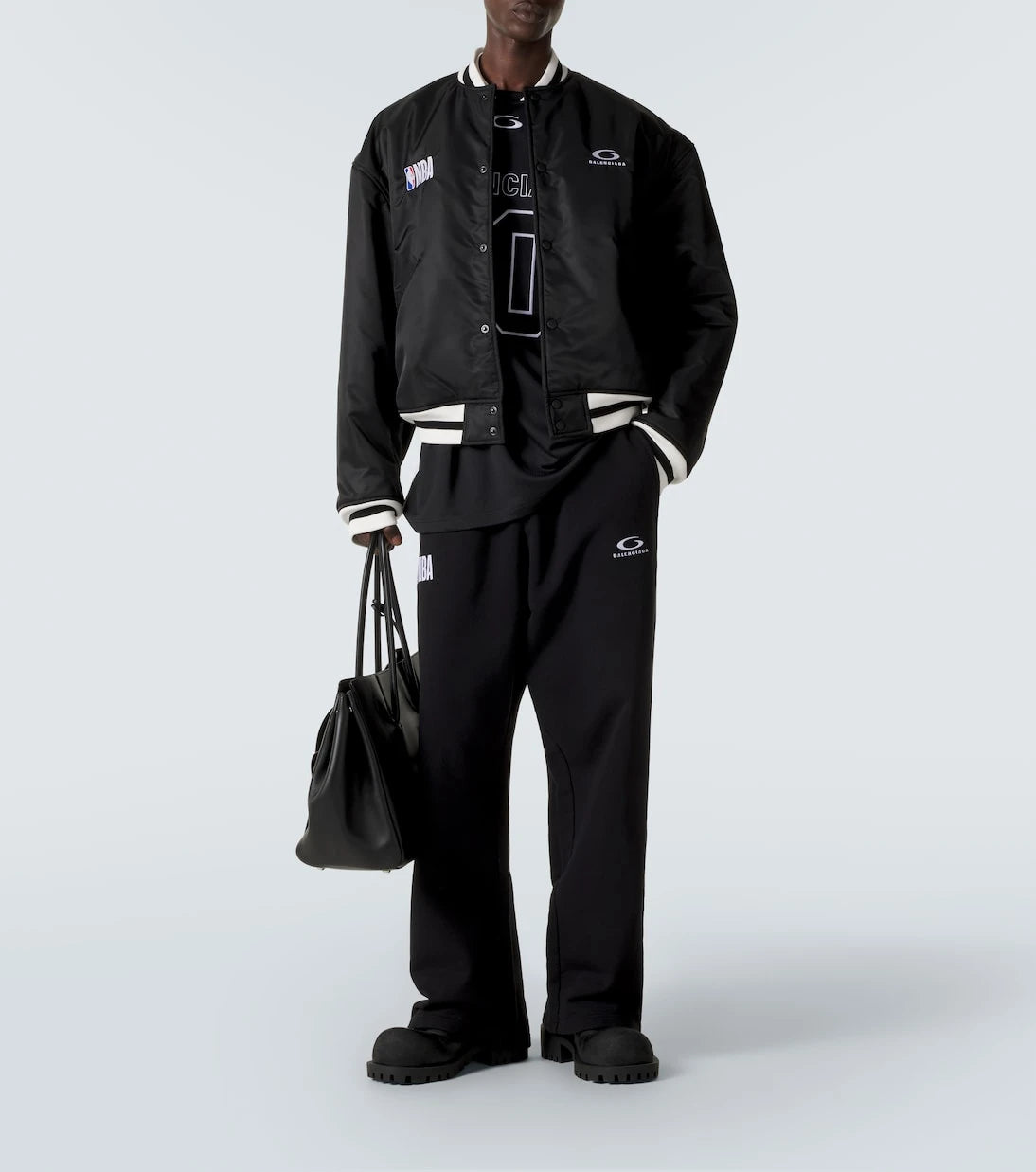 Balenciaga - x NBA logolu saten bomber ceket