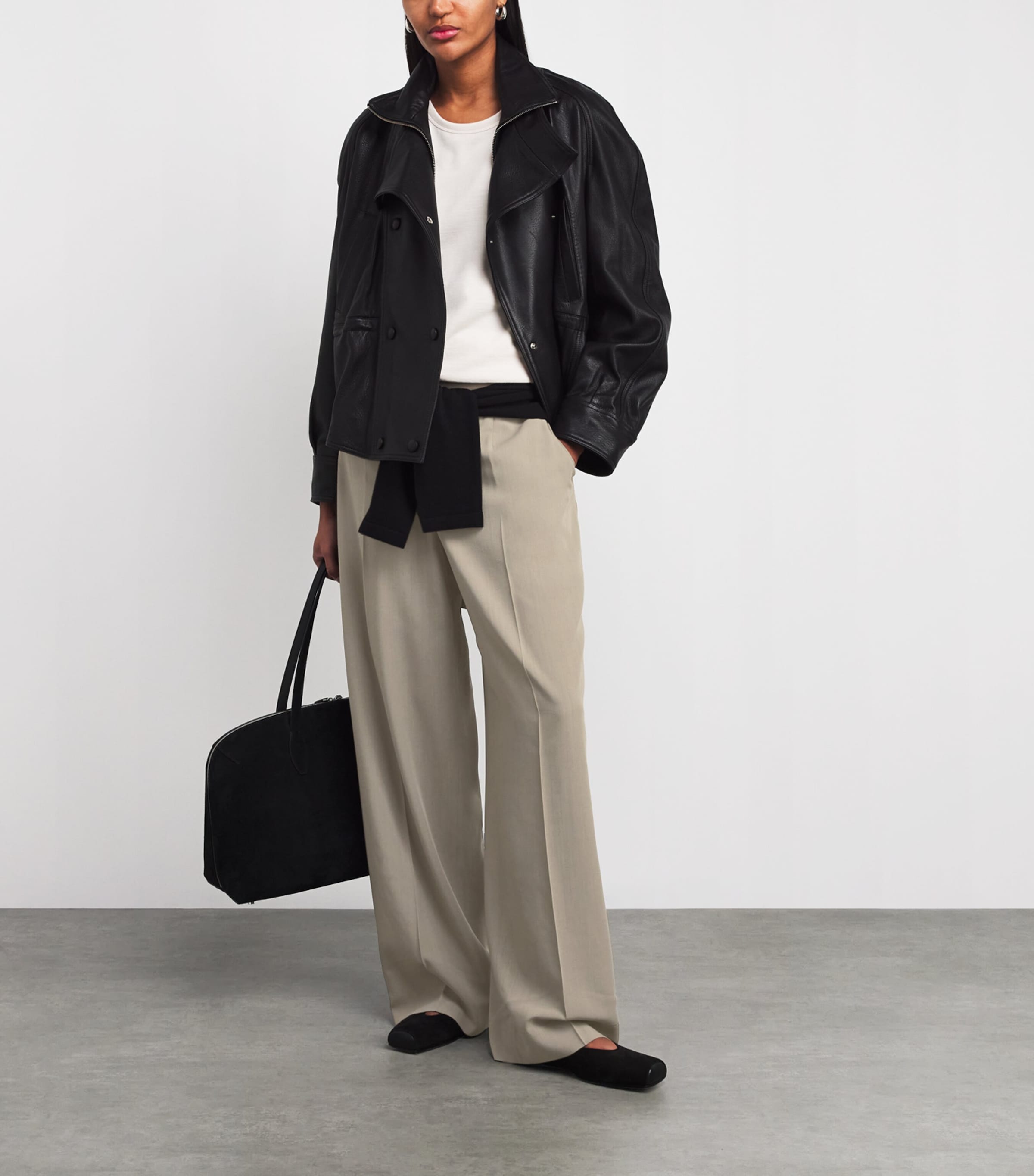 Toteme Beige Wide-Leg Tailored Trousers