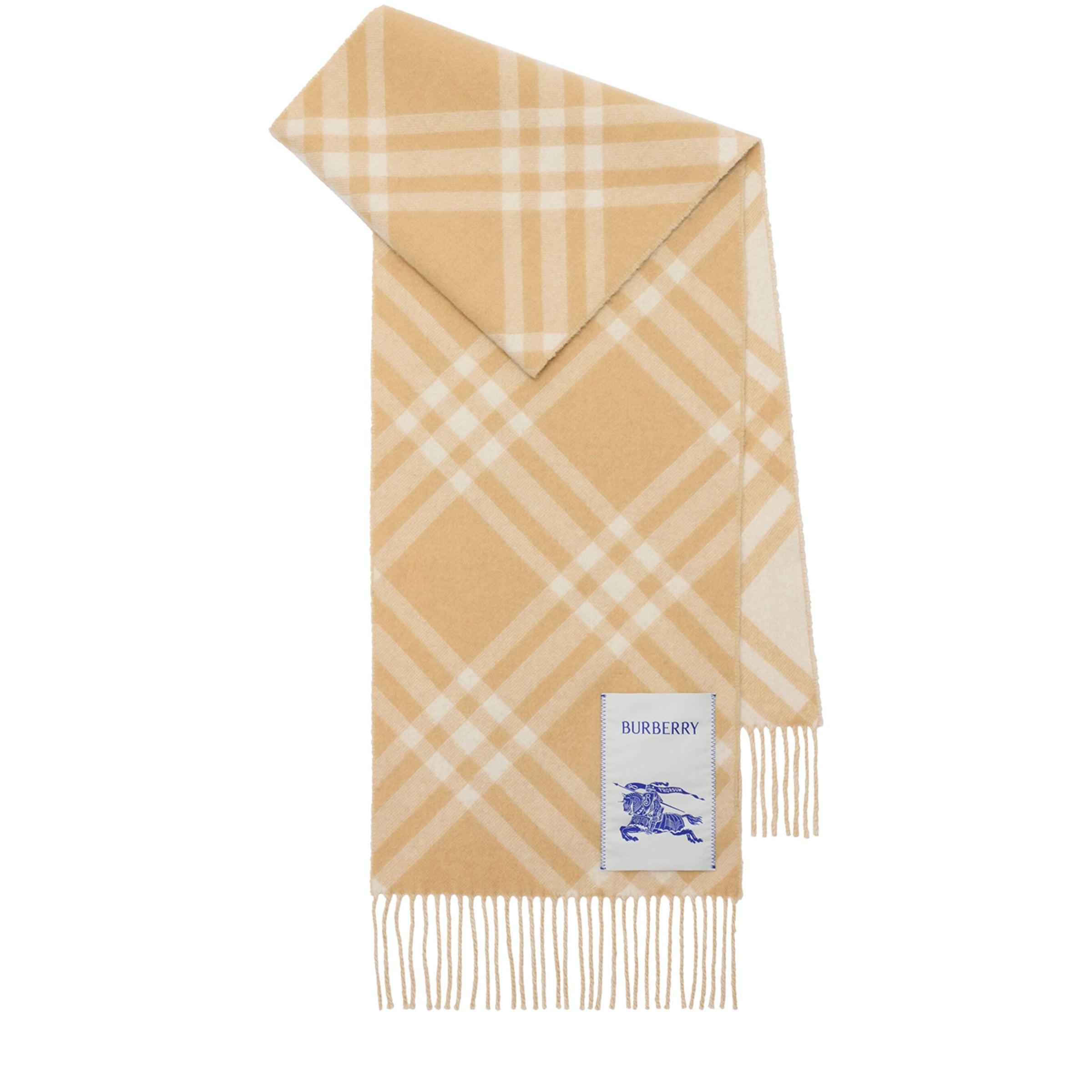 Burberry Beige Cashmere Check Scarf