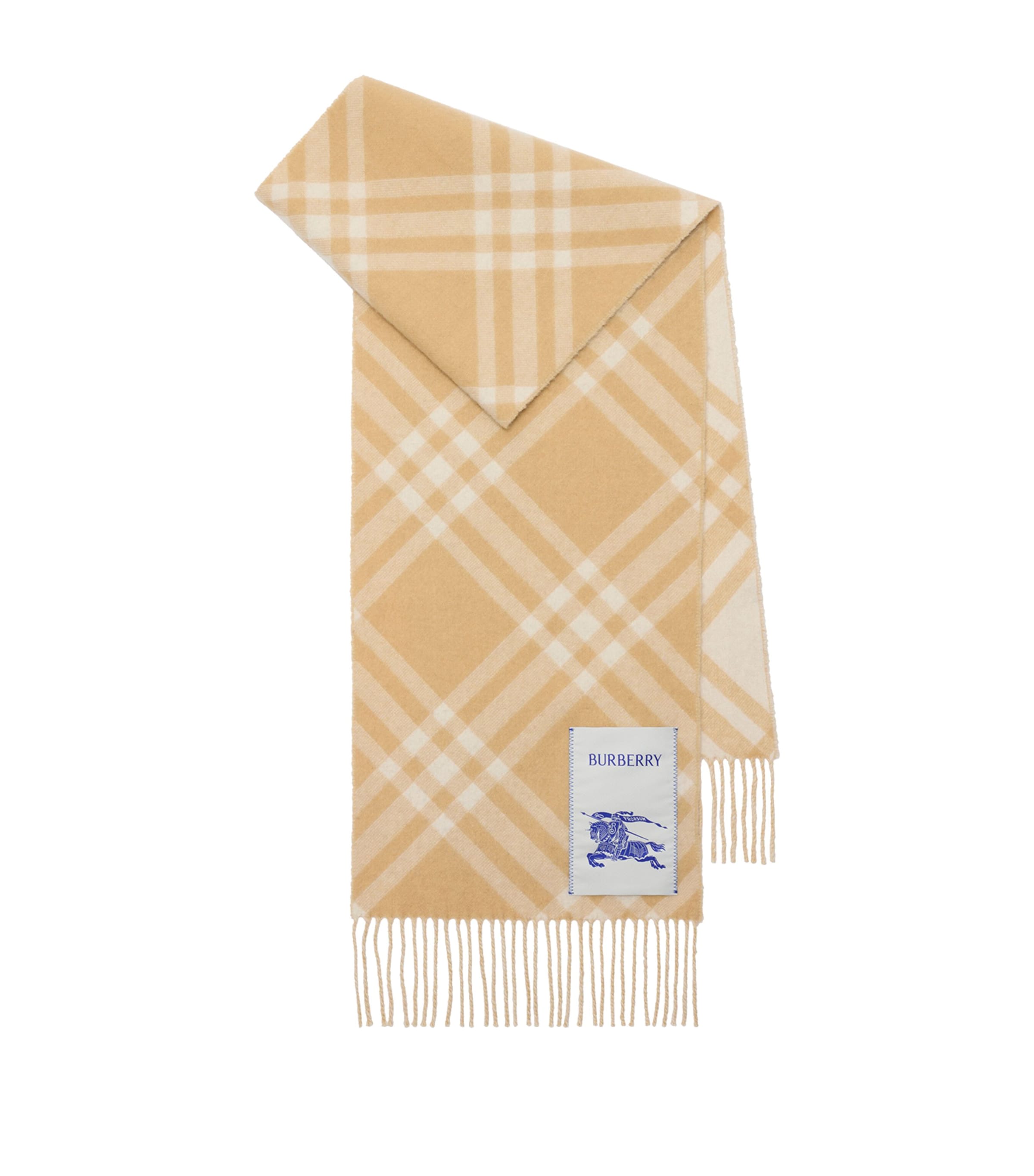 Burberry Beige Cashmere Check Scarf