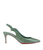 Christian Louboutin Green Hot Chick Sling Patent Leather Slingback Pumps 70