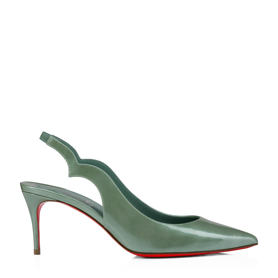 Christian Louboutin Green Hot Chick Sling Patent Leather Slingback Pumps 70